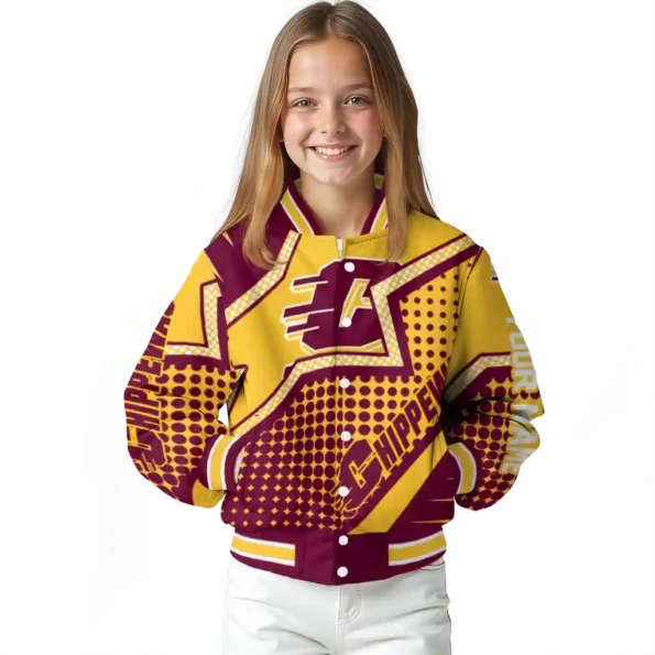 customized central michigan chippewas star burst maroon varsity jacket top rated.webp