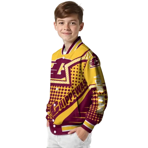 customized central michigan chippewas star burst maroon varsity jacket trendy.webp