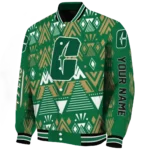 customized charlotte 49ers pyramid shapes green varsity jacket best selling.webp