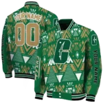 customized charlotte 49ers pyramid shapes green varsity jacket best selling.webp