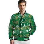 customized charlotte 49ers pyramid shapes green varsity jacket best selling.webp
