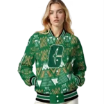 customized charlotte 49ers pyramid shapes green varsity jacket best selling.webp