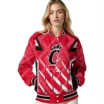 customized cincinnati bearcats chevron angles red varsity jacket best selling.webp