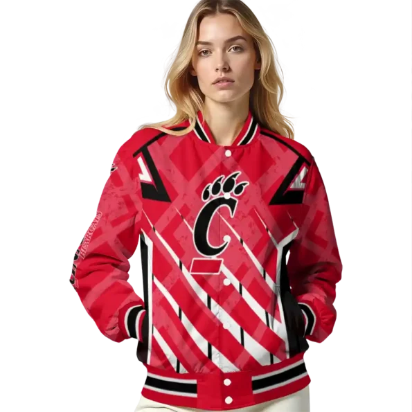 customized cincinnati bearcats chevron angles red varsity jacket latest model.webp