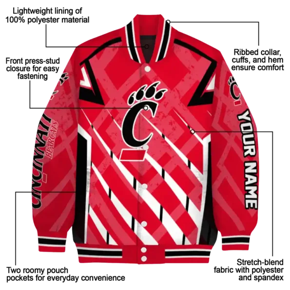 customized cincinnati bearcats chevron angles red varsity jacket new arrival.webp