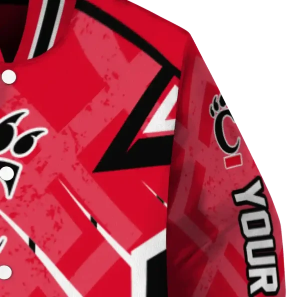 customized cincinnati bearcats chevron angles red varsity jacket premium grade.webp