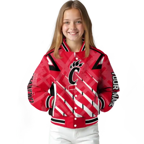 customized cincinnati bearcats chevron angles red varsity jacket top rated.webp