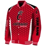 customized cincinnati bearcats hexagon grid red varsity jacket best selling.webp