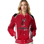 customized cincinnati bearcats hexagon grid red varsity jacket best selling.webp