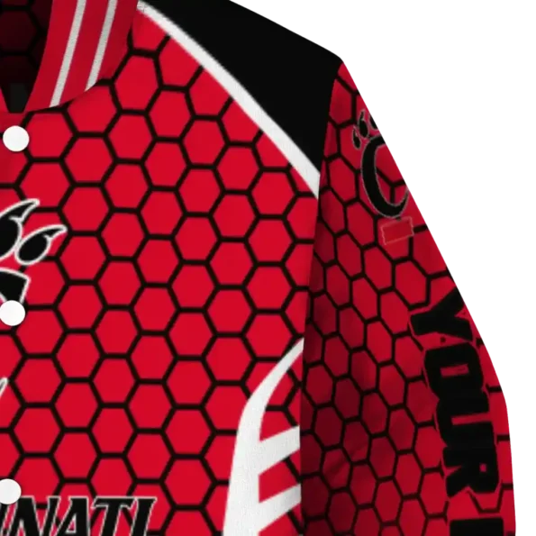 customized cincinnati bearcats hexagon grid red varsity jacket premium grade.webp
