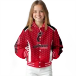 customized cincinnati bearcats hexagon grid red varsity jacket best selling.webp