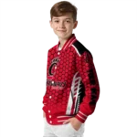 customized cincinnati bearcats hexagon grid red varsity jacket best selling.webp