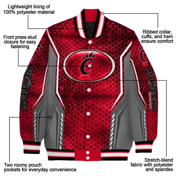 customized cincinnati bearcats power plate red varsity jacket new arrival.webp