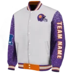 customized clemson tigers speckled arms orange gray varsity jacket best selling.webp