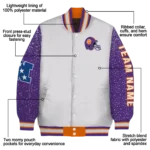 customized clemson tigers speckled arms orange gray varsity jacket best selling.webp