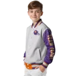 customized clemson tigers speckled arms orange gray varsity jacket best selling.webp