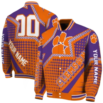 customized clemson tigers star burst orange varsity jacket fashion forward.webp