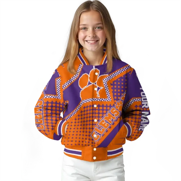 customized clemson tigers star burst orange varsity jacket top rated.webp