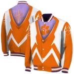 customized clemson tigers v stripes orange white varsity jacket best selling.webp