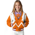 customized clemson tigers v stripes orange white varsity jacket best selling.webp