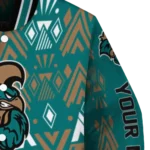 customized coastal carolina chanticleers pyramid shapes green varsity jacket best selling.webp