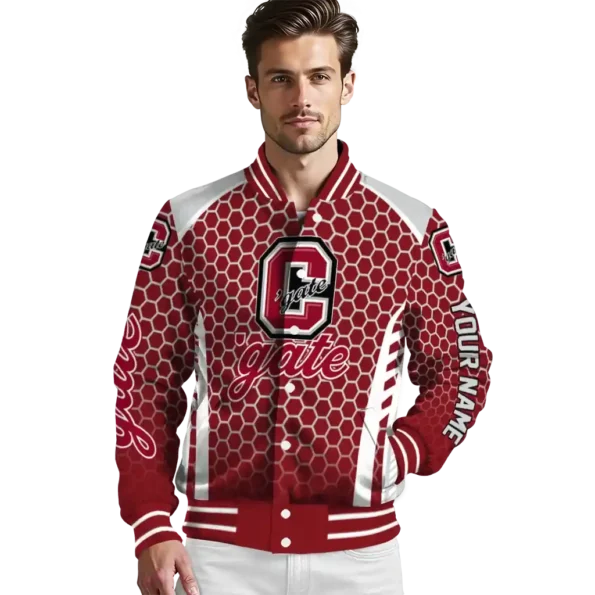 customized colgate raiders hexagon grid maroon varsity jacket high quality.webp