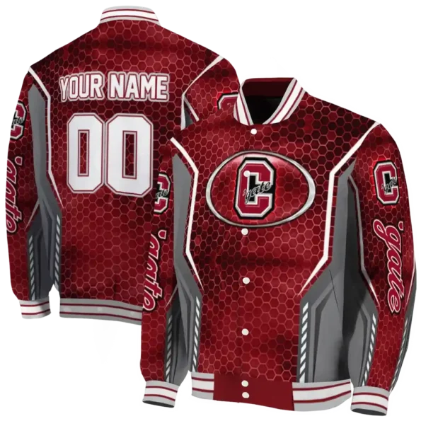 customized colgate raiders power plate maroon varsity jacket fashion forward.webp
