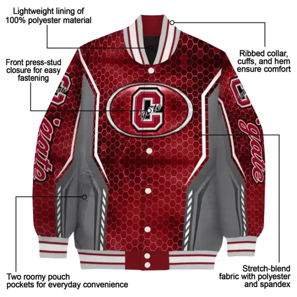 customized colgate raiders power plate maroon varsity jacket new arrival.webp