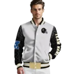 customized colorado buffaloes speckled arms gold gray varsity jacket best selling.webp