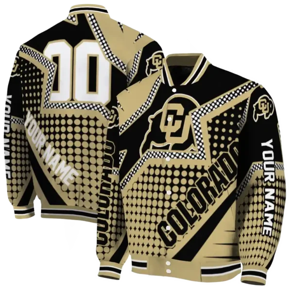 customized colorado buffaloes star burst gold varsity jacket fashion forward.webp