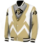 customized colorado buffaloes v stripes gold white varsity jacket best selling.webp