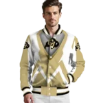 customized colorado buffaloes v stripes gold white varsity jacket best selling.webp