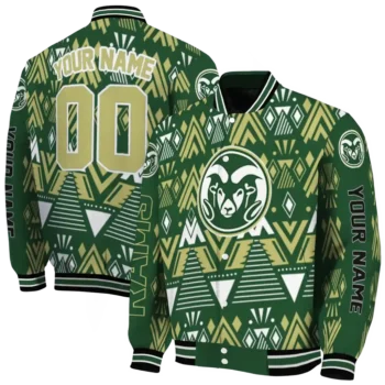 customized colorado state rams pyramid shapes green varsity jacket fashion forward.webp