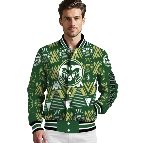 customized colorado state rams pyramid shapes green varsity jacket high quality.webp