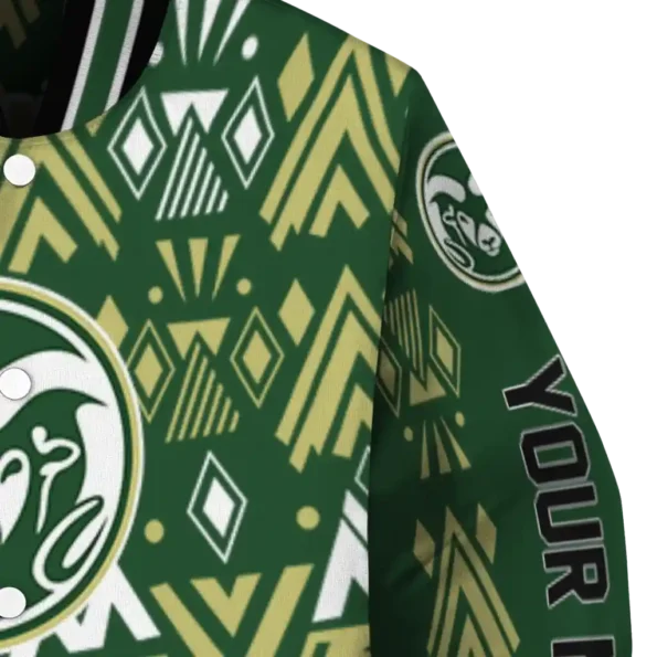 customized colorado state rams pyramid shapes green varsity jacket premium grade.webp