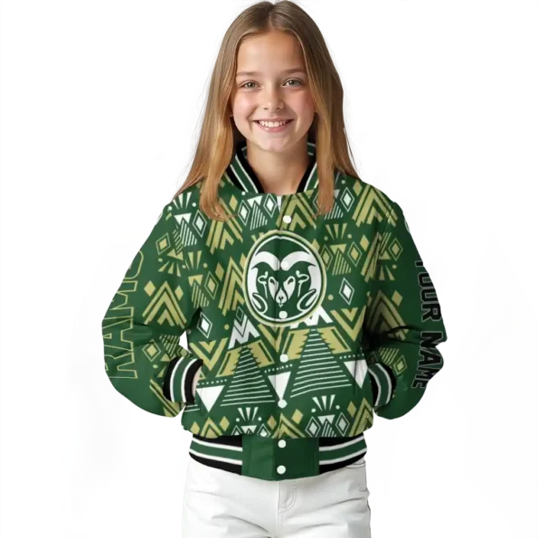 customized colorado state rams pyramid shapes green varsity jacket top rated.webp