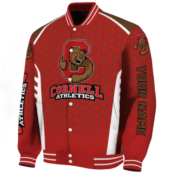 customized cornell big red hexagon grid red varsity jacket best selling.webp