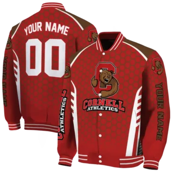 customized cornell big red hexagon grid red varsity jacket fashion forward.webp