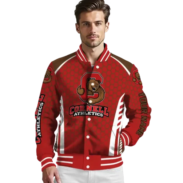 customized cornell big red hexagon grid red varsity jacket high quality.webp