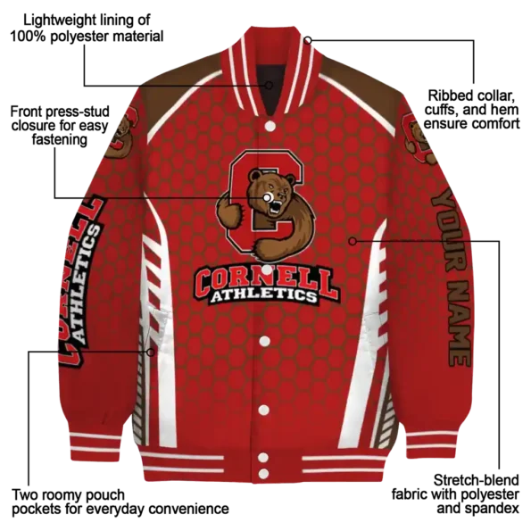 customized cornell big red hexagon grid red varsity jacket new arrival.webp