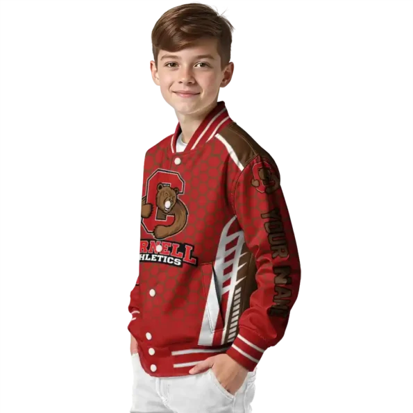 customized cornell big red hexagon grid red varsity jacket trendy.webp