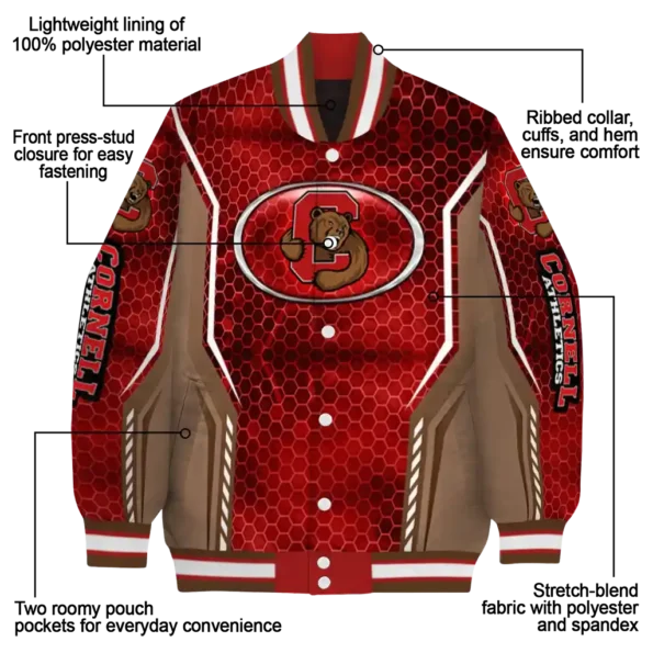 customized cornell big red power plate red varsity jacket new arrival.webp
