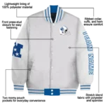 customized creighton bluejays speckled arms blue gray varsity jacket best selling.webp