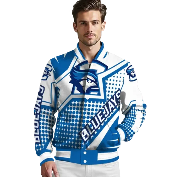 customized creighton bluejays star burst blue varsity jacket high quality.webp