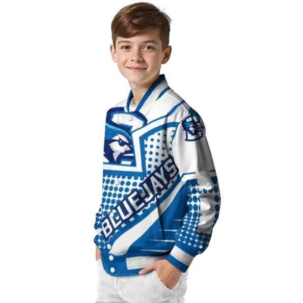 customized creighton bluejays star burst blue varsity jacket trendy.webp