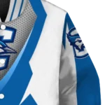 customized creighton bluejays v stripes blue white varsity jacket best selling.webp