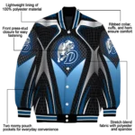 customized drake bulldogs mesh chest gray black varsity jacket best selling.webp