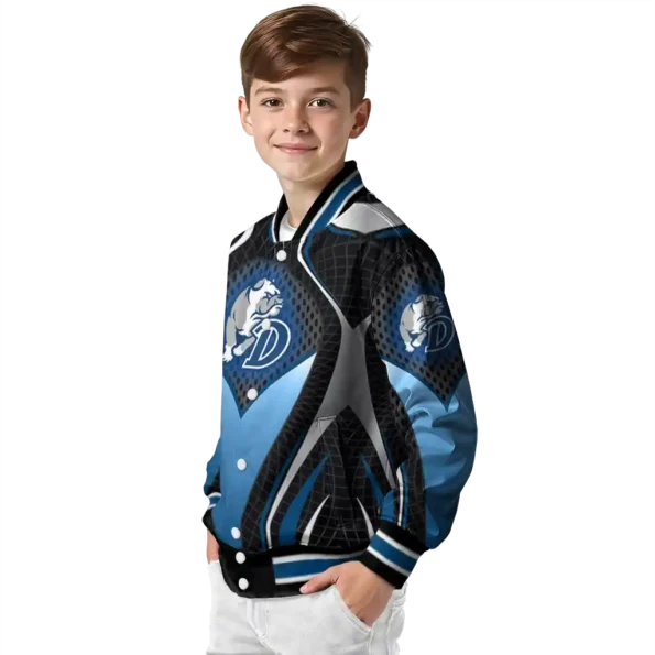 customized drake bulldogs mesh chest gray black varsity jacket trendy.webp