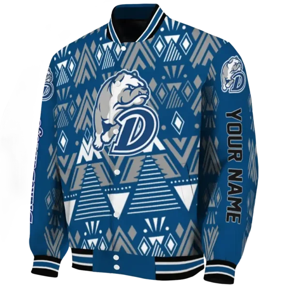 customized drake bulldogs pyramid shapes blue varsity jacket best selling.webp