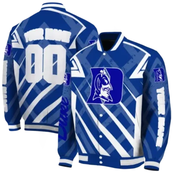 customized duke blue devils chevron angles blue varsity jacket fashion forward.webp